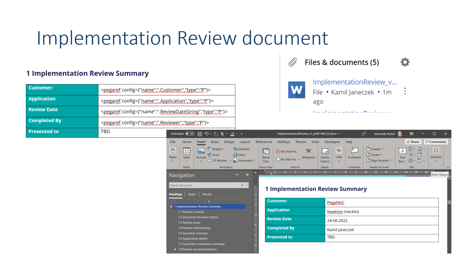 Implementation Review - Review document