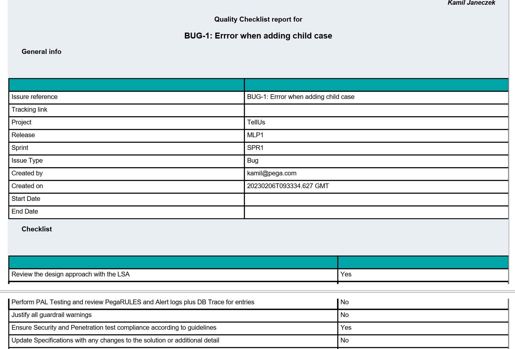 Quality checklist app - Generate PDF