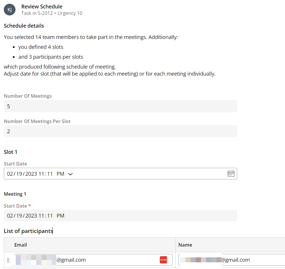 Watercoller app - review schedule