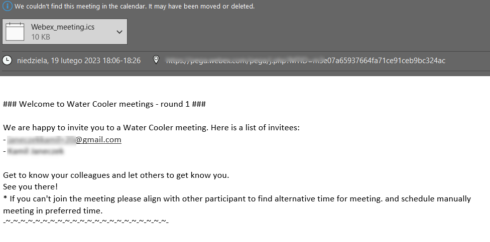 Watercoller app - email invitee